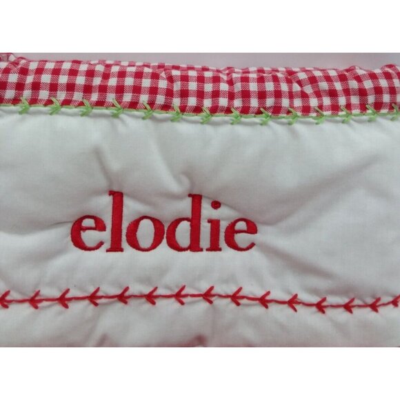 Pottery Barn Kids elodie Christmas Stocking Santa Train Holiday Xmas Quilted Red - Picture 2 of 11